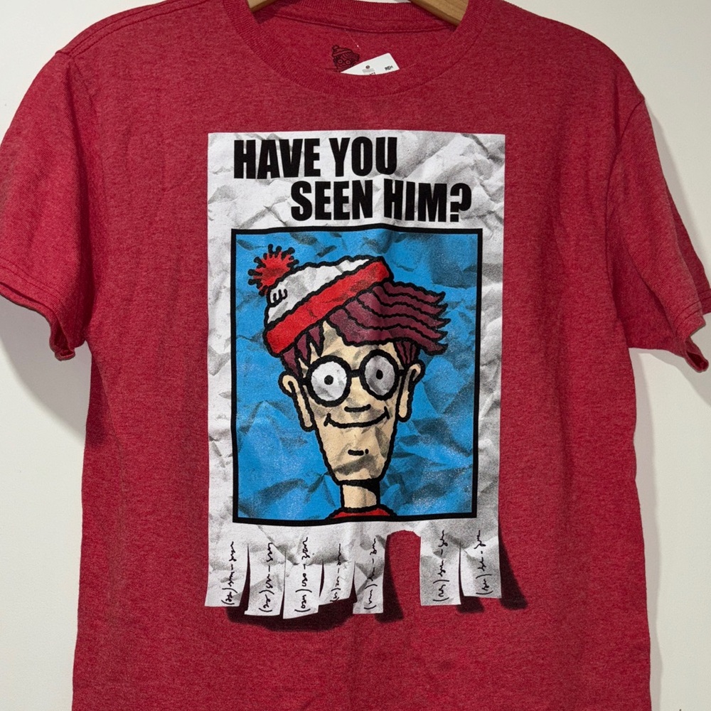 Where’s Waldo Vibrant Red Tee with Playful Graphic